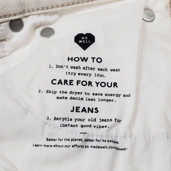 Madewell The Petite 90's Straight Jean Women's Sz 25P Ivory Vintage Canvas Denim - Picture 12 of 16